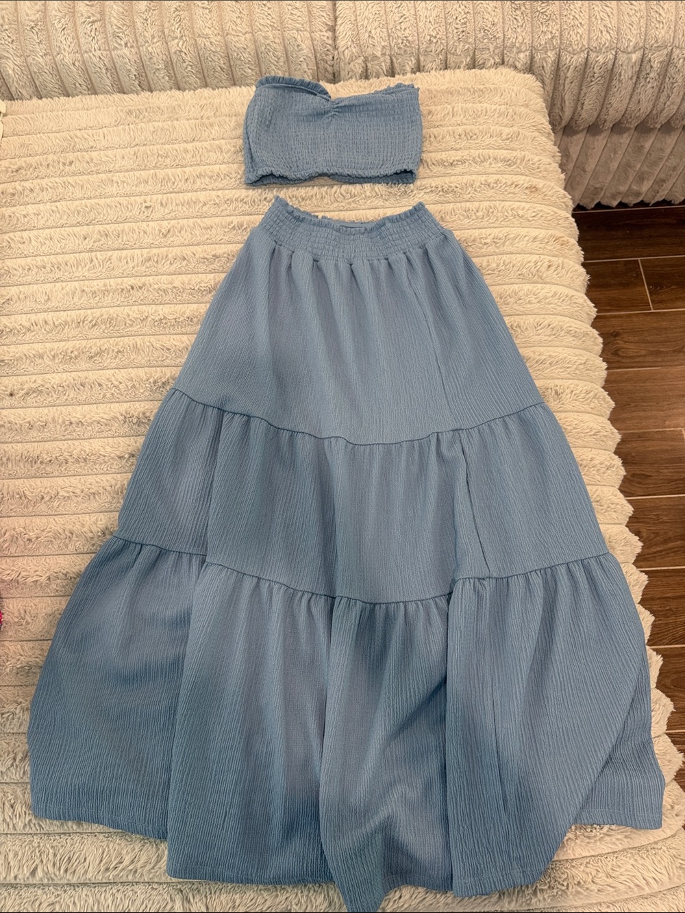 Almost Famous Powder Blue Tiered Maxi Skirt & Top
